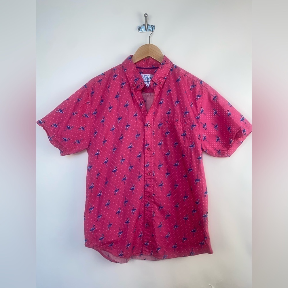 Fresh Prints of Bel-Air Casual Flamingo All over graphic Size‎ Large Button Down